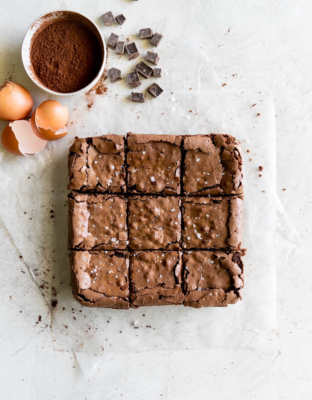 top view of rich chewy fudgy brownies