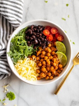 chipotle chickpea recipe in taco bowl