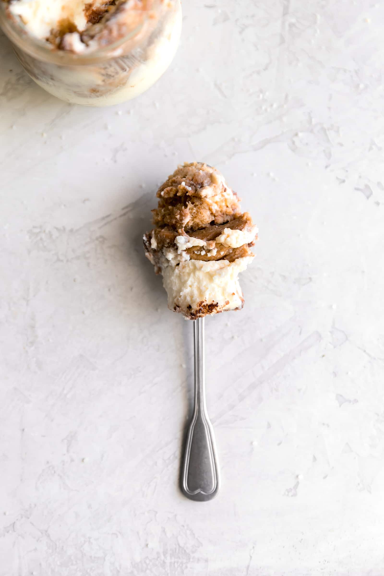 Scoop of tiramisu with mascarpone mousse