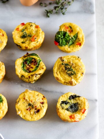 egg muffin cups with kale, spinach, eggs, and cheese,