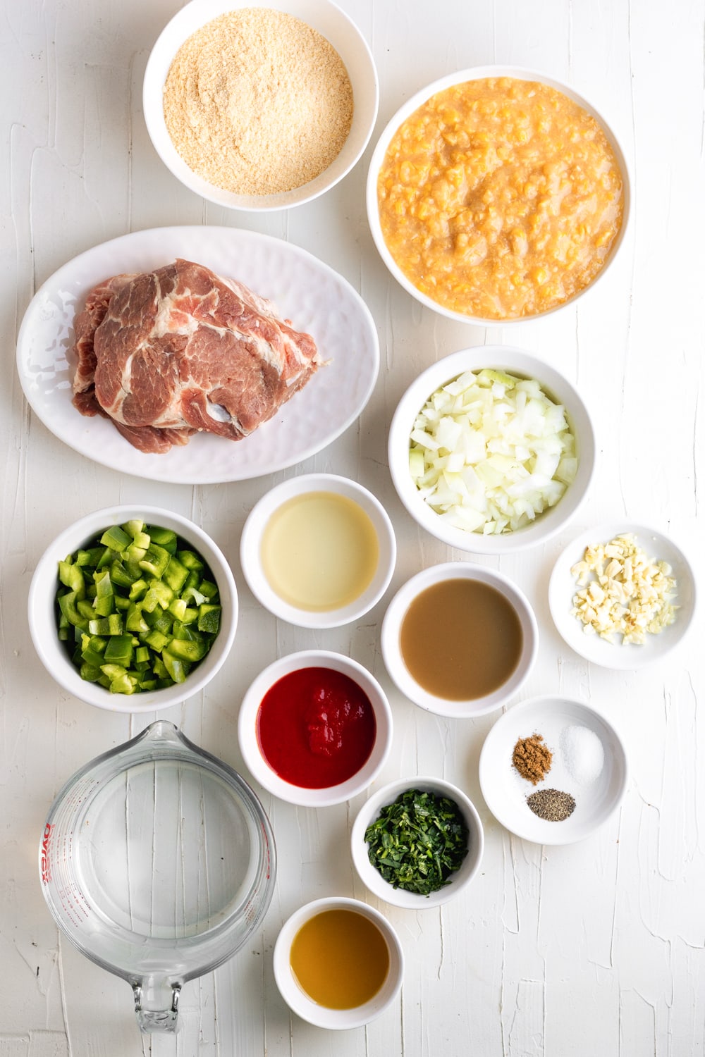 ingredients for tamal en cazuela